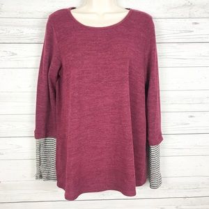 Kaileigh Mixed Media Zipper Sleeve Top